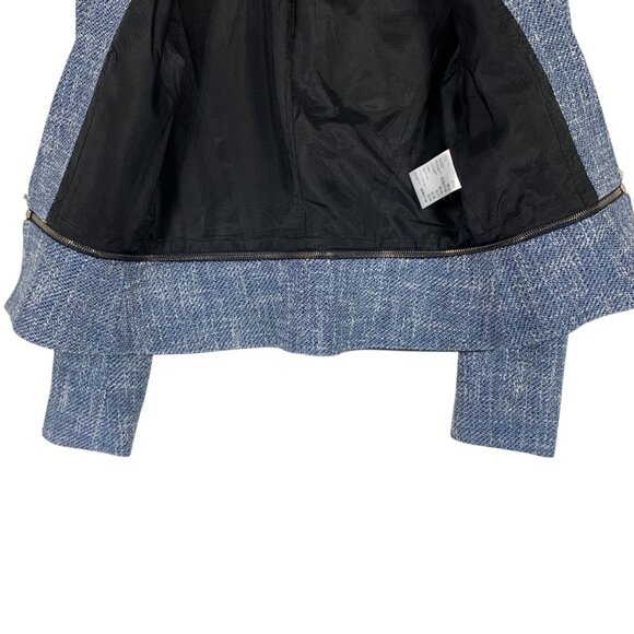 Judith & Charles Cropped tweed Blazer removable  leather  hem Women's Size 2 - Picture 7 of 13